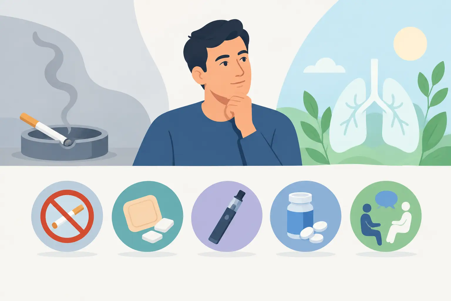 Cessation Methods Comparison for Real Smoking Habits